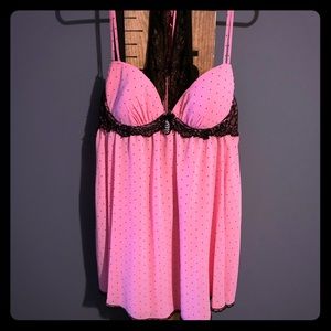 Pink and black lace Nightie
